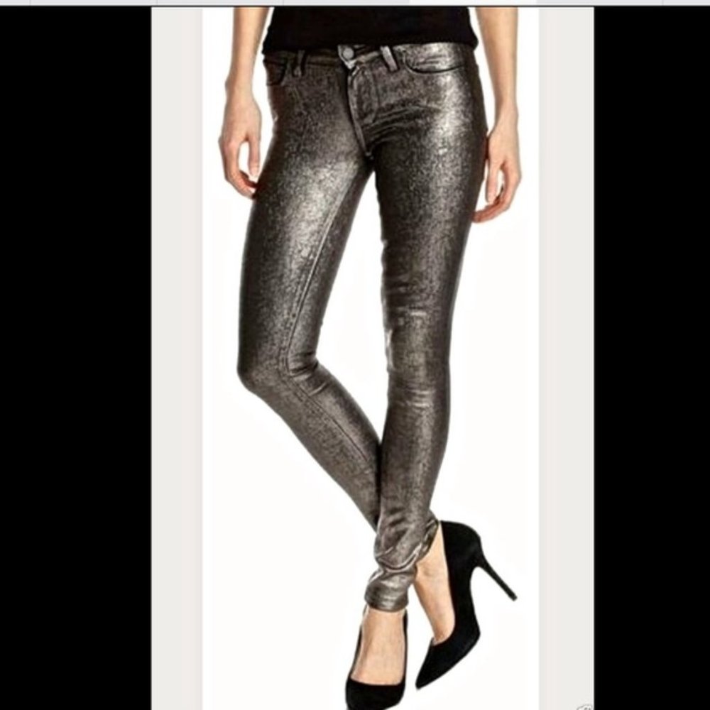 Paige Pewter Crackle Verdugo Ultra Skinny Jeans 25